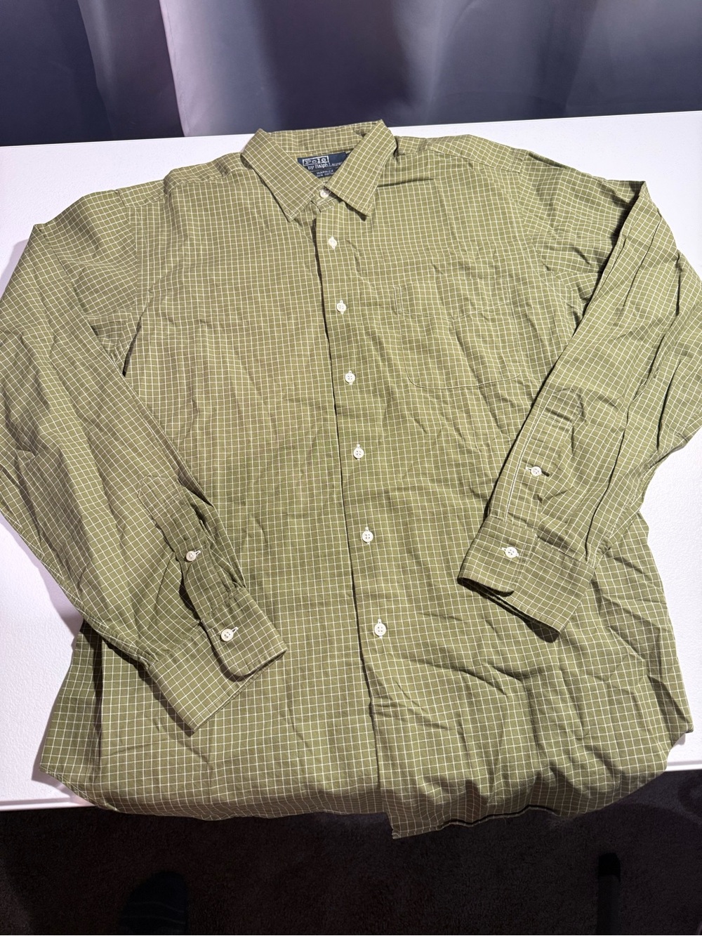 Vintage Polo Ralph Lauren Warwick 16.5 34/35 Green Check Hong Kong